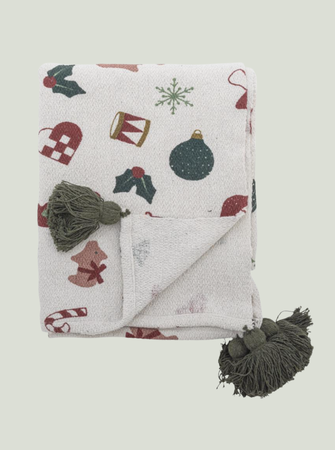 Narzuta Yule Throw, Nature, bawełna z recyklingu Bloomingville