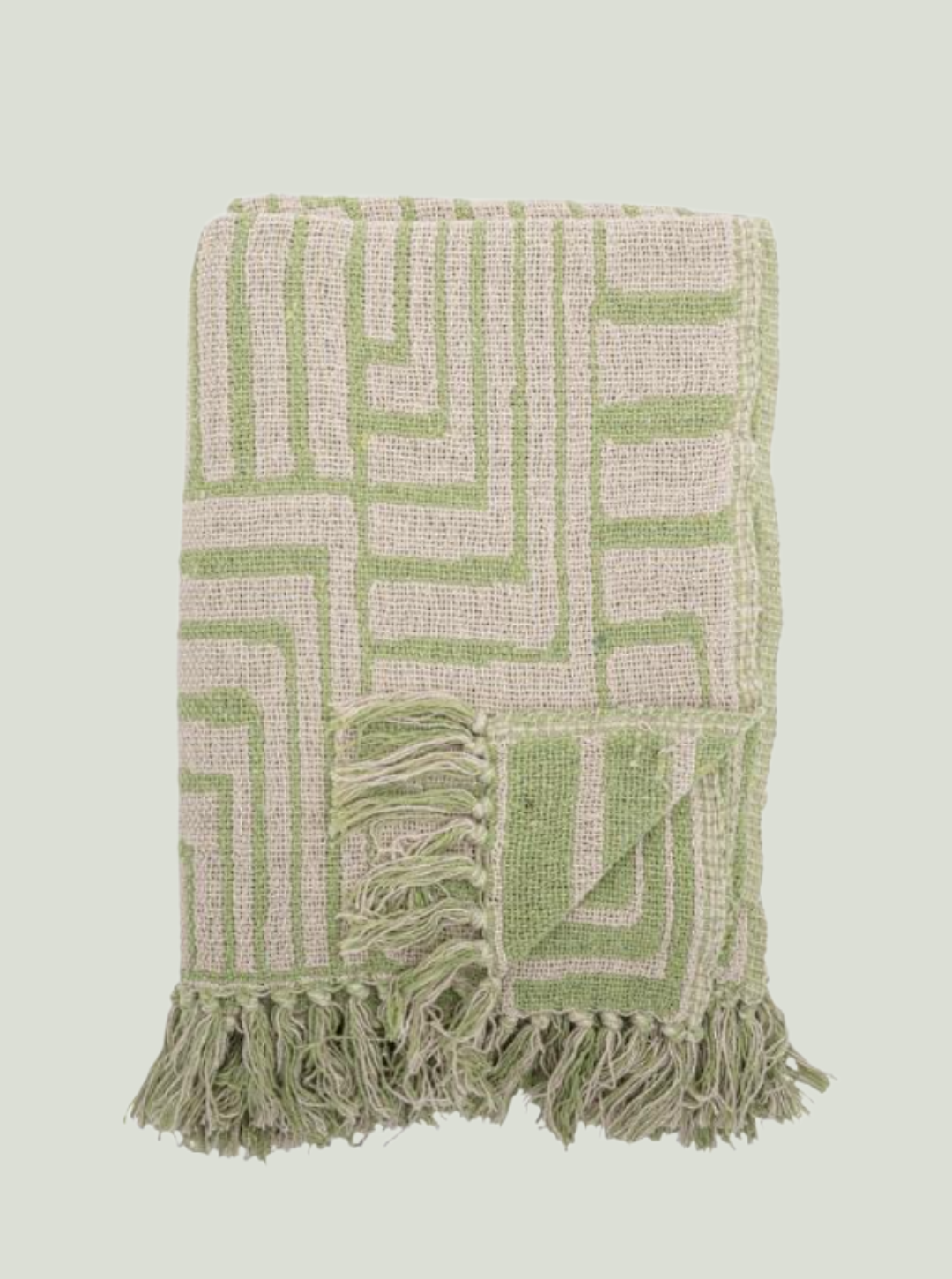 Narzuta Velva Throw, Green, bawełna z recyklingu Bloomingville