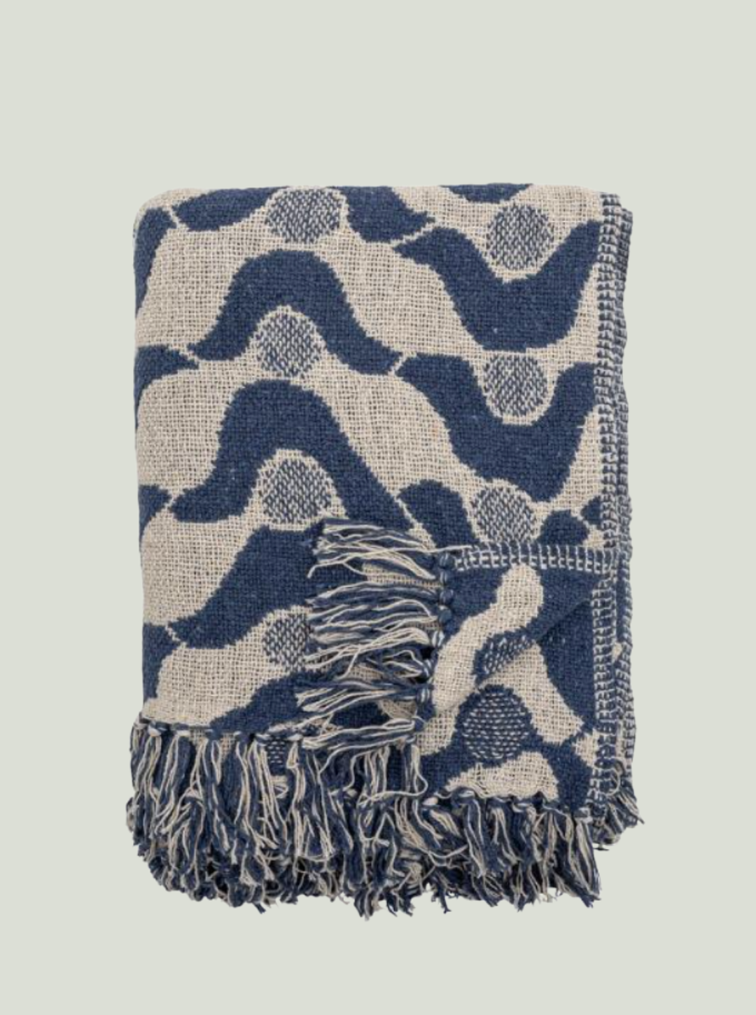 Narzuta Santena Throw, Blue, bawełna z recyklingu Bloomingville