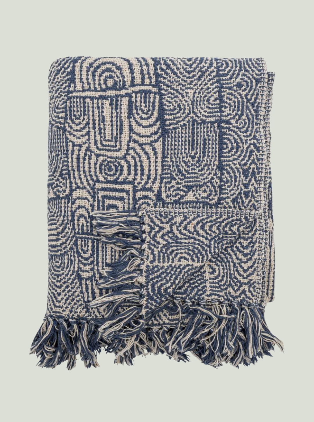 Narzuta Bresso, niebieska, bawełna z recyklingu Bloomingville