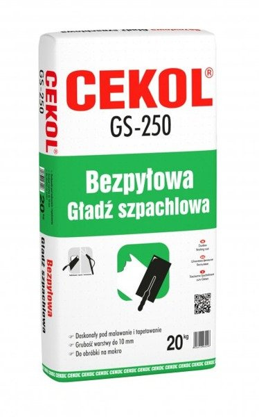 Bezpyłowa gładź gipsowa Cekol GS-250 20kg