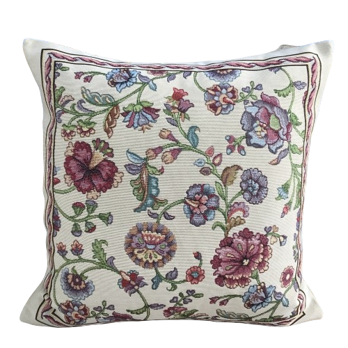 Poszewka na poduszkę bordo kwiaty 40x40cm Chenille