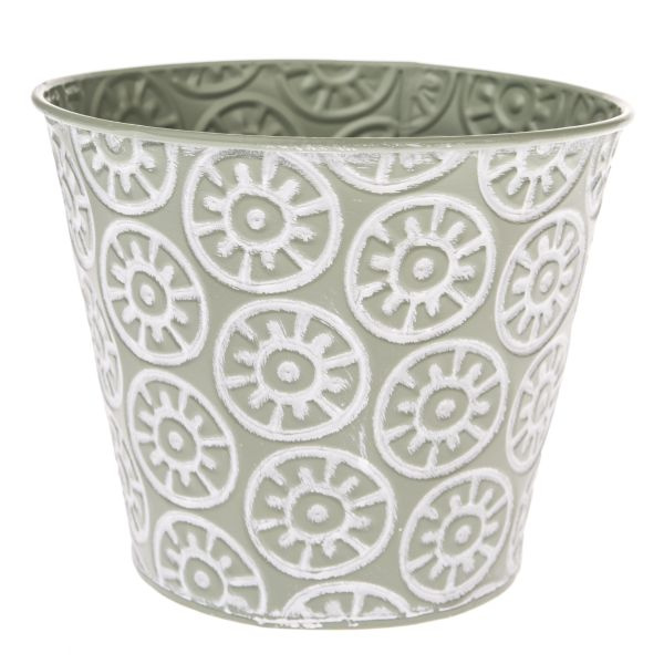 Osłonka metalowa zielona w białe koła 16x13,5cm