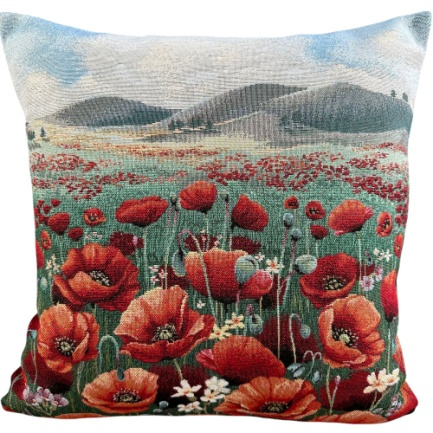 Poszewka na poduszkę EDEN Pole maków 40x40cm Chenille