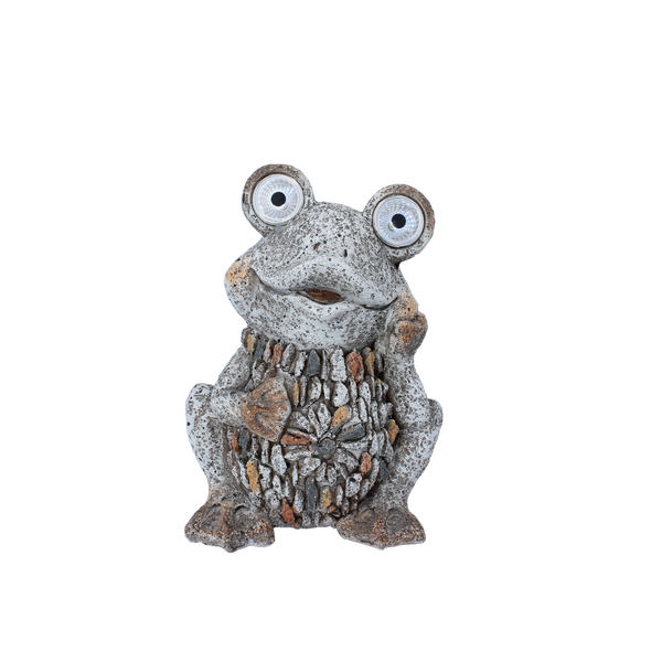 ŻABA szara LED z kolorowymi kamieniami 14x18,5cm