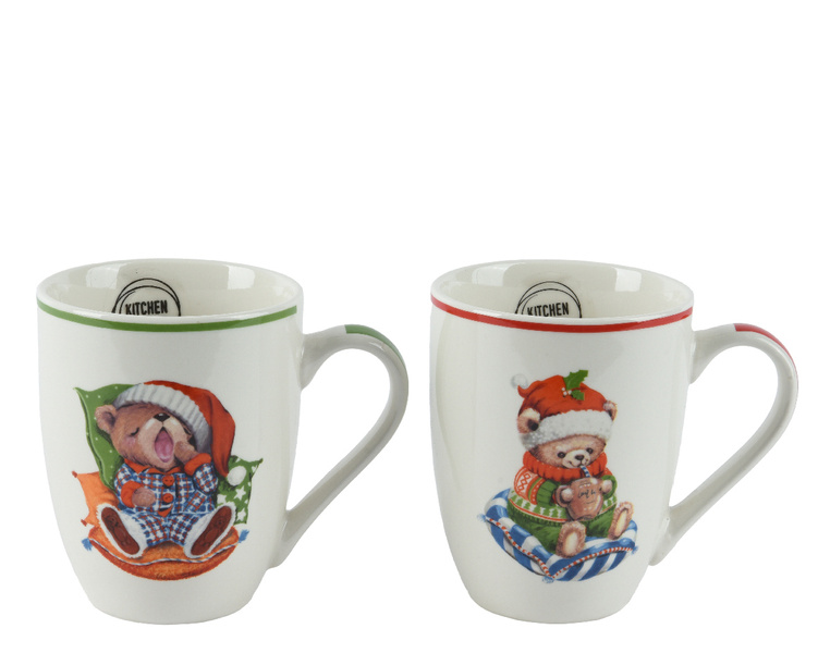 Kubek Miś w piżamce zielony/czerwony rant 2 wzory 1 sztuka