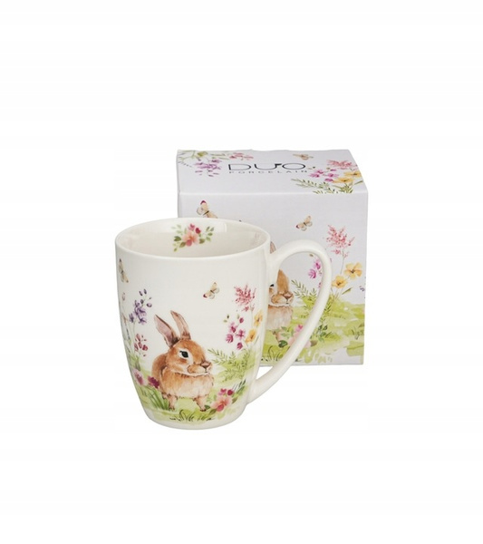 Kubek wiosenny zając, polne kwiaty w pudełku 360ml