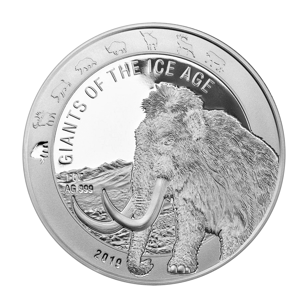 Srebrna moneta Giganci epoki lodowcowej: Mamut Włochaty 1 uncja – wysyłka 24 h! - Mennica Skarbowa