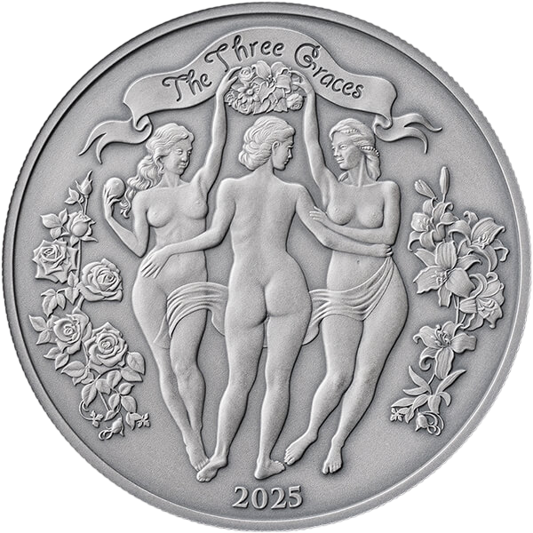 Srebrna moneta Niebiańskie piękno: Trzy Gracje 1 uncje 2025 Antique - wysyłka 24 h! - Mennica Skarbowa