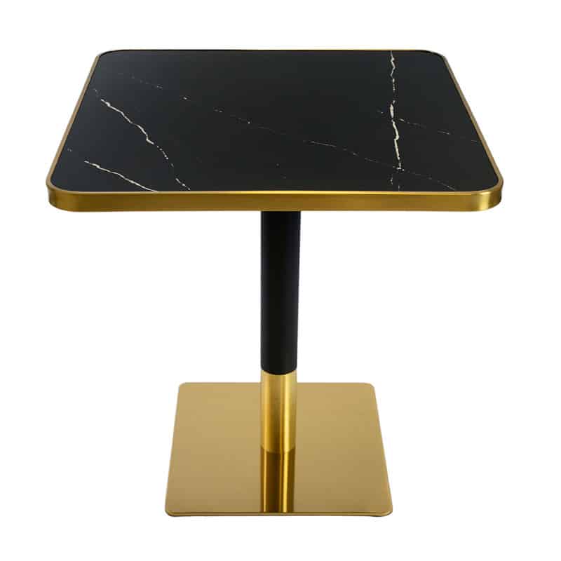 Stolik kawiarniany barowy marmurowy złoty ARP608 70x70cm kwadratowy czarny