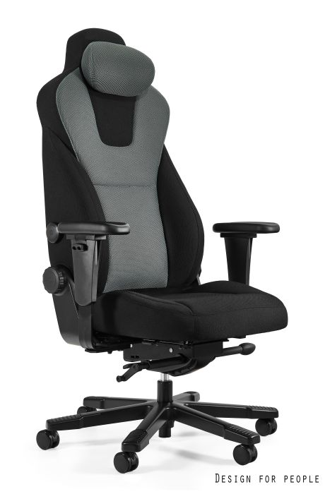 Fotel biurowy Premium G-FORCE, ergonomiczny, obrotowy, regulowane podłokietniki, siatka/tkanina, czarny