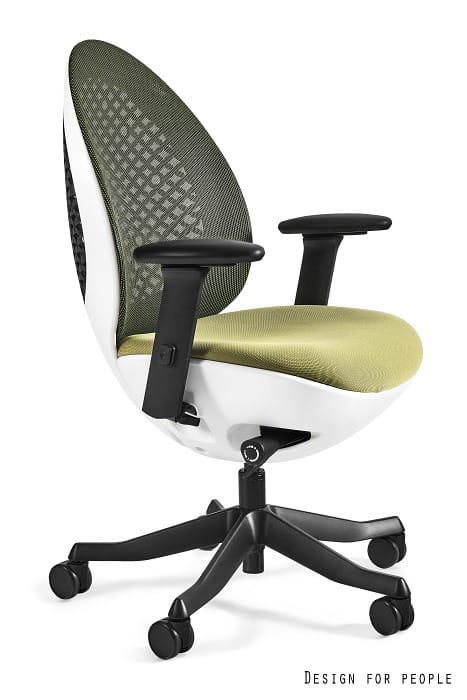 Fotel biurowy OVO biały stelaż, kolory siatka/tkanina