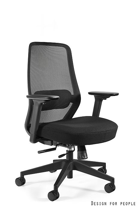 Fotel biurowy SONIC bez zagłówka lub z zagłówkiem, ergonomiczny, podłokietniki regulowane, czarny, siatka/tkanina