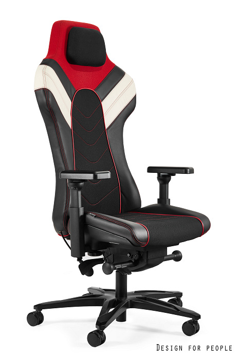 Fotel gamingowy Pitlane, obrotowy, regulowane podłokietniki, tkanina/ekoskóra, czarny