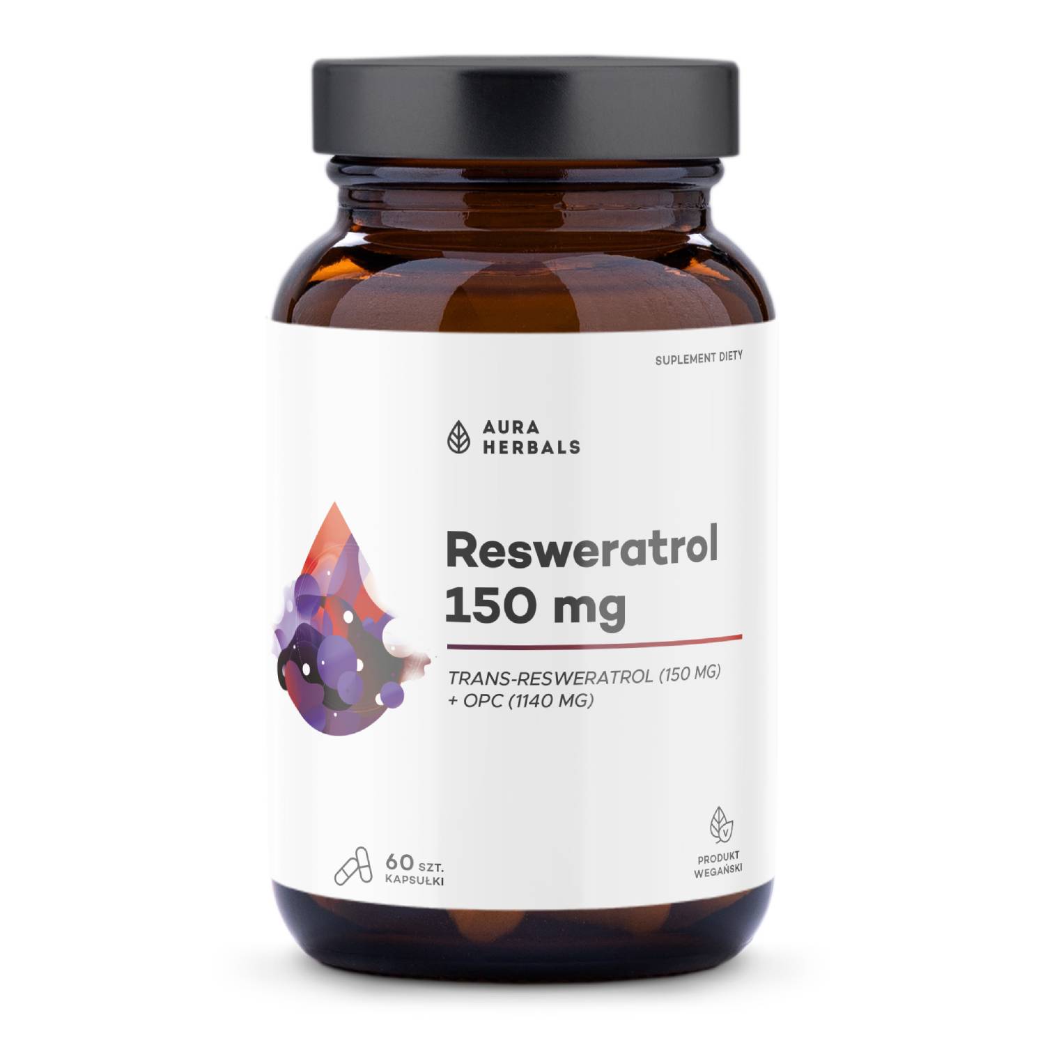 Aura herbals, resweratrol 150 mg, 60 kapsułek