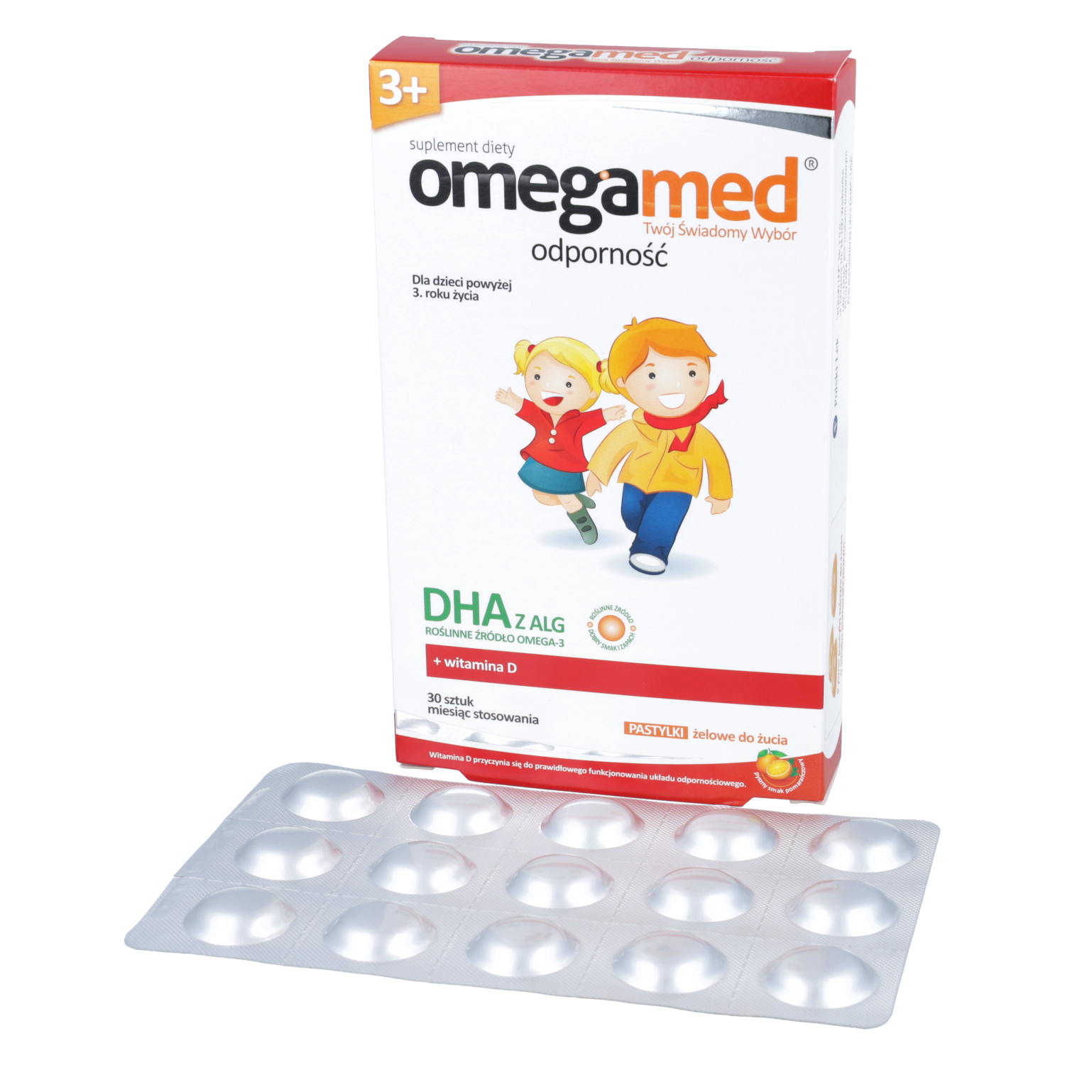 Omegamed odporność 3+ - pastylki żelowe do żucia dla dzieci powyżej 3 roku życia, 30 sztuk