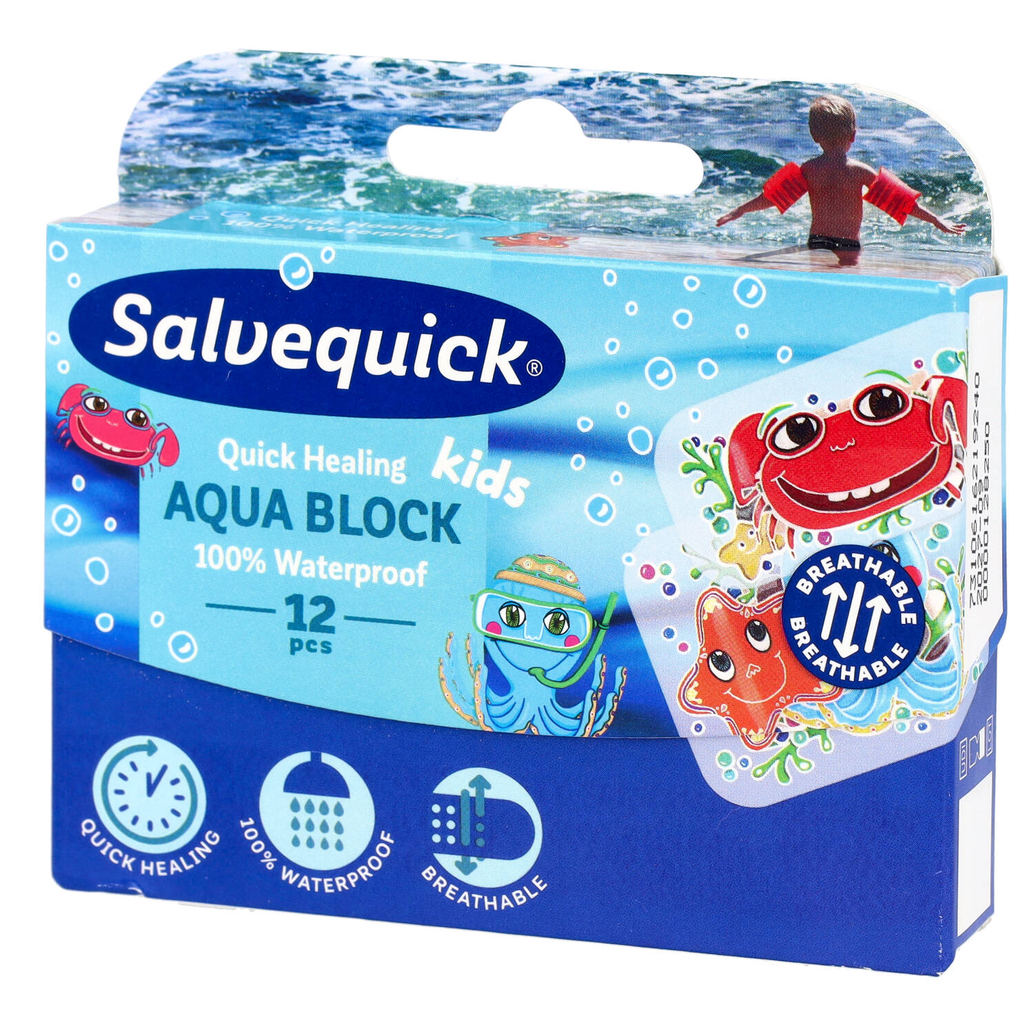 Salvequick aqua block kids - plastry, 12 sztuk