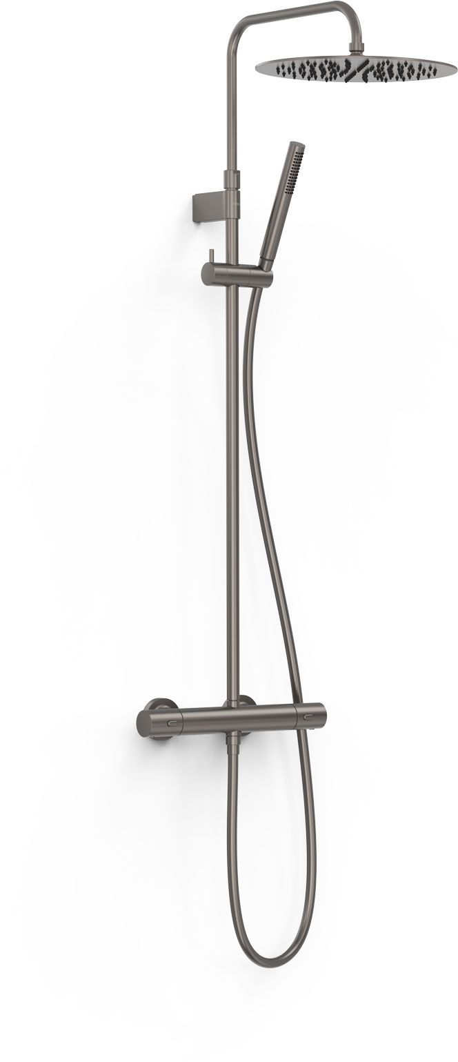 Tres Over-Wall zestaw prysznicowy ścienny termostatyczny z deszczownicą grafitowy 19039302GR