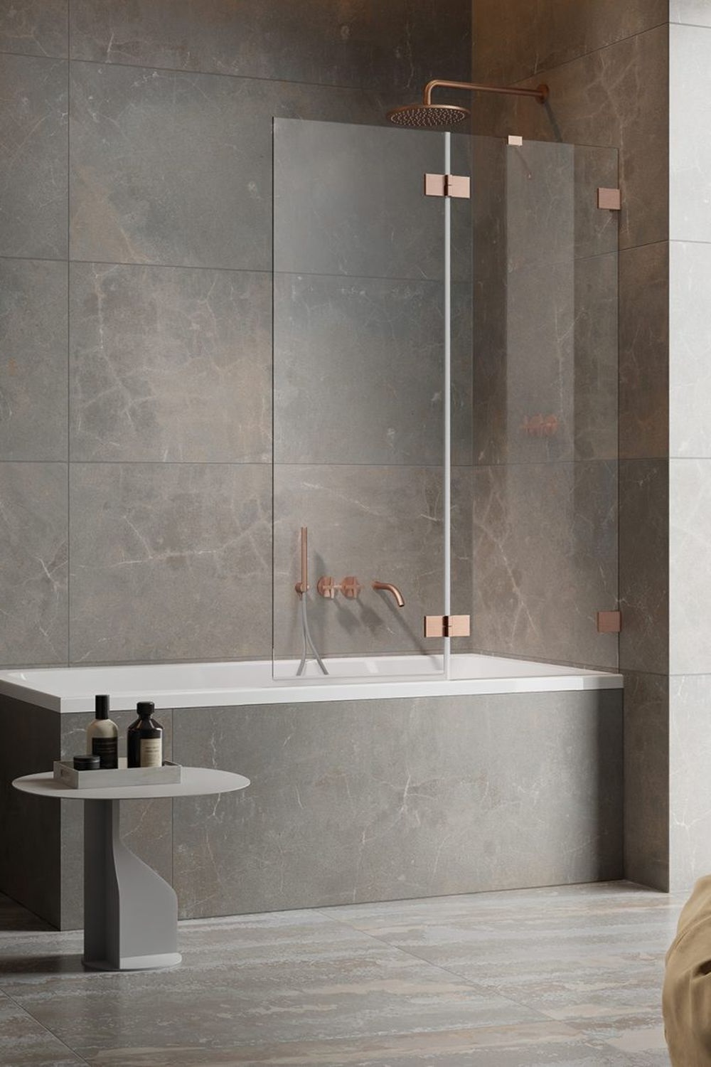 Radaway Essenza Pro Brushed Copper PND II parawan nawannowy 100 cm prawy miedź szczotkowana/szkło przezroczyste 10102100-93-01R