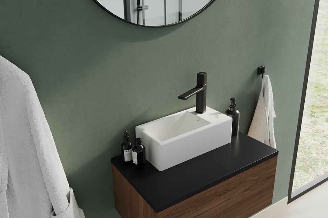 Laveo Kvadrato umywalka 35x21 cm prostokątna nablatowa biały połysk VUK_6135