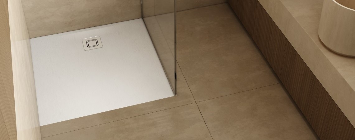 Schedpol Majestic White Stone brodzik kwadratowy z syfonem 80x80 cm biały 3.3500/B/ST-M6/B