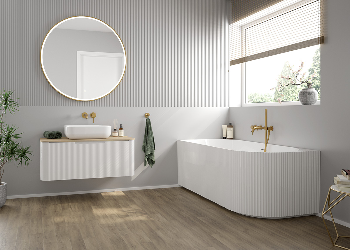 Oltens Hamnes szafka 100 cm podumywalkowa wisząca z blatem biały mat/dąb 68676000 - Wysyłka w 24h