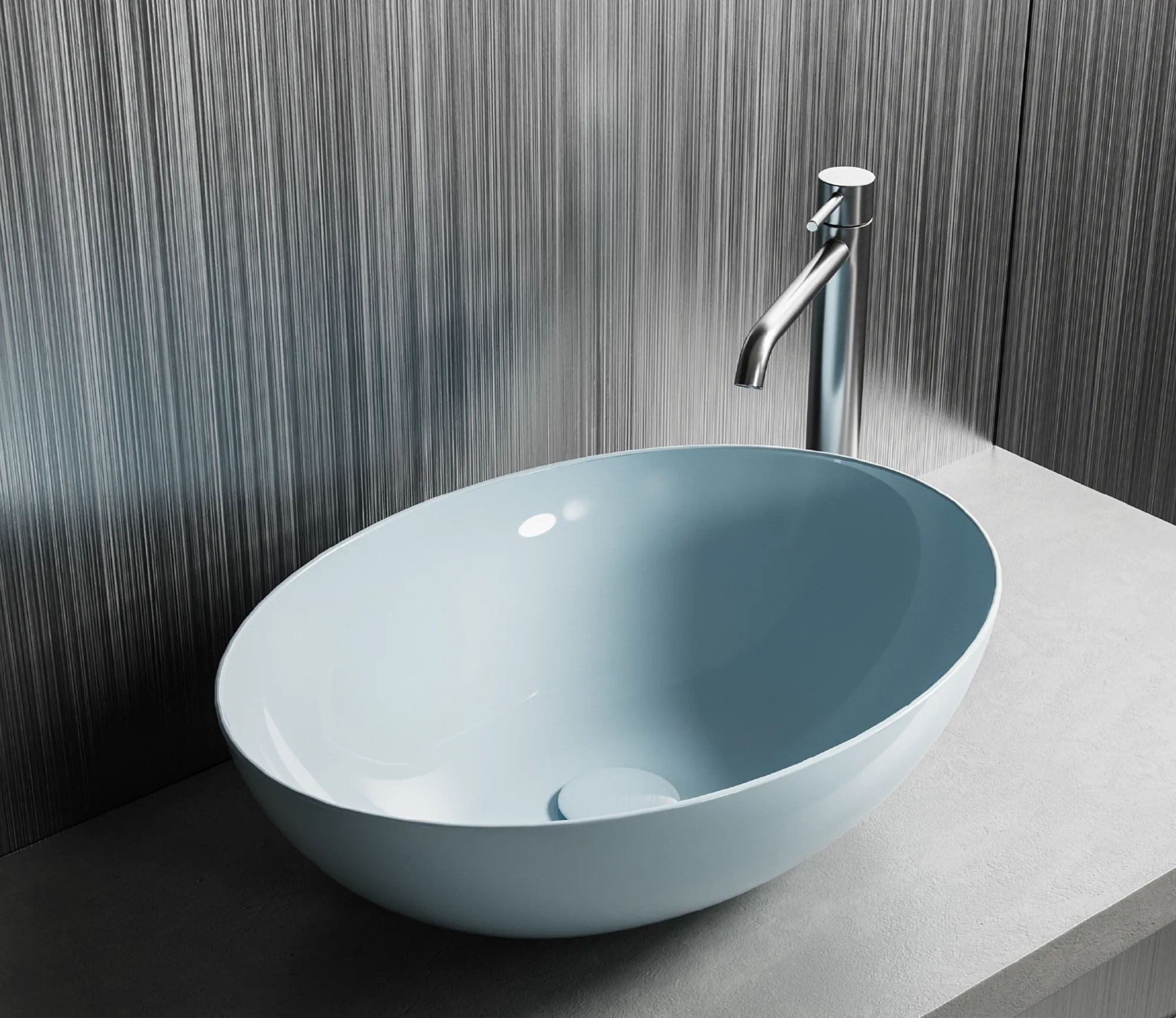 Hatria Happy Hour Slim umywalka 57x38 cm owalna nablatowa biała 00Y8AK01