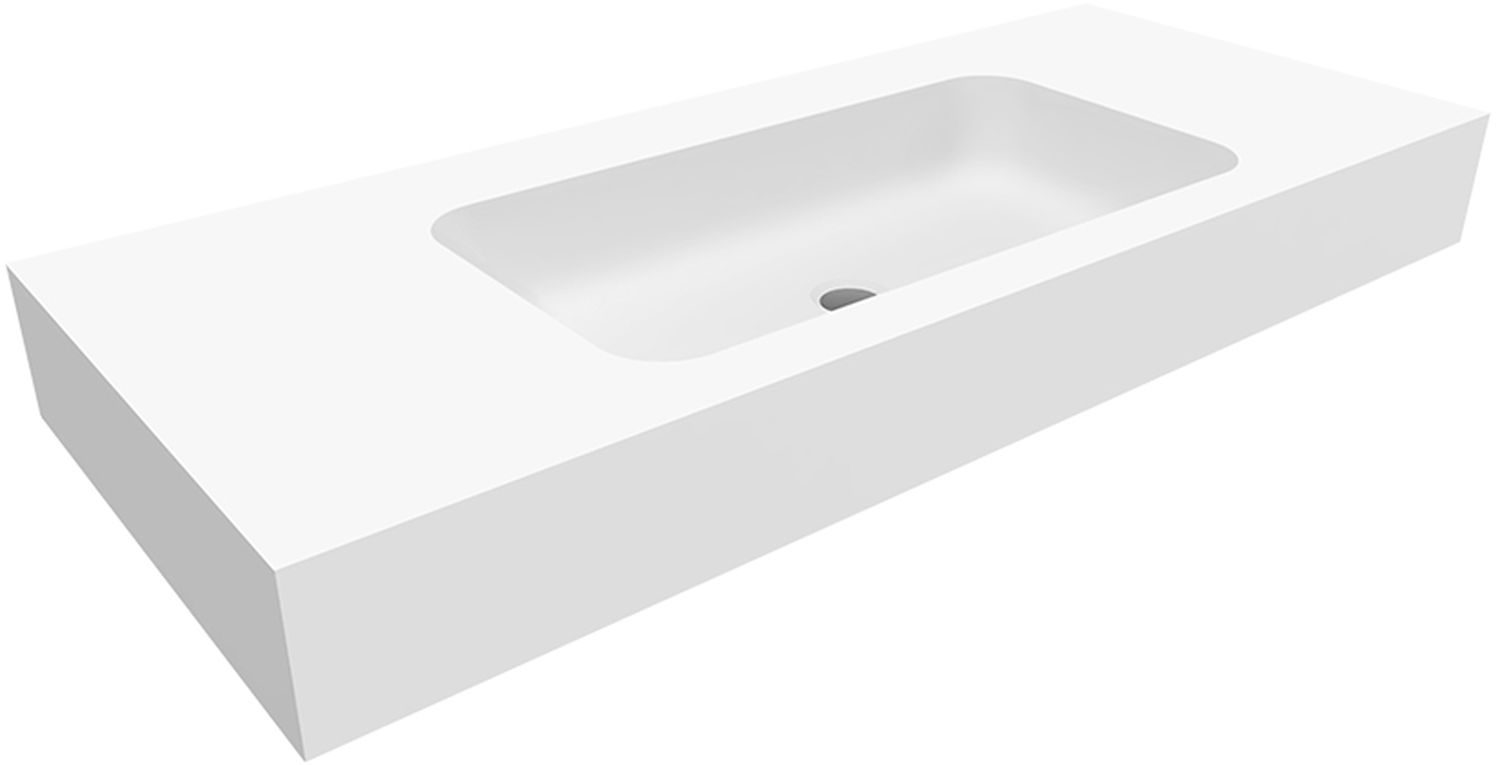 Cristalstone Linea Simpla umywalka 110x45 cm prostokątna ścienna-z blatem biała U1100-MCOT/BO