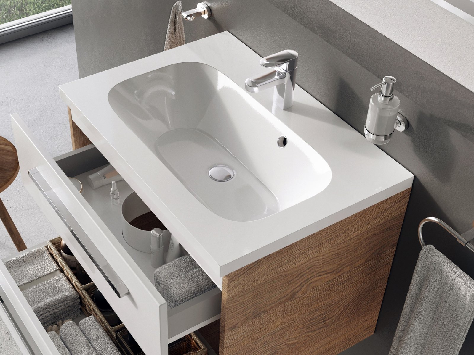 Ravak Chrome umywalka 60x49 cm prostokątna meblowa biała XJG01160000