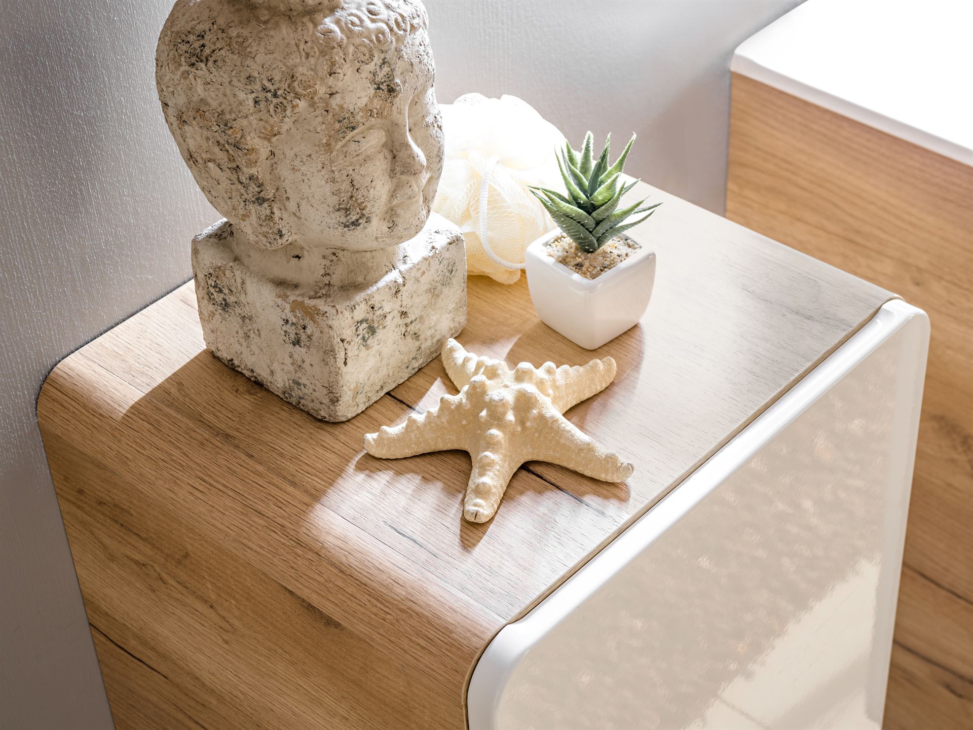 Comad Aruba White szafka 35 cm boczna wisząca biały połysk/dąb craft złoty ARUBAWHITE830FSC