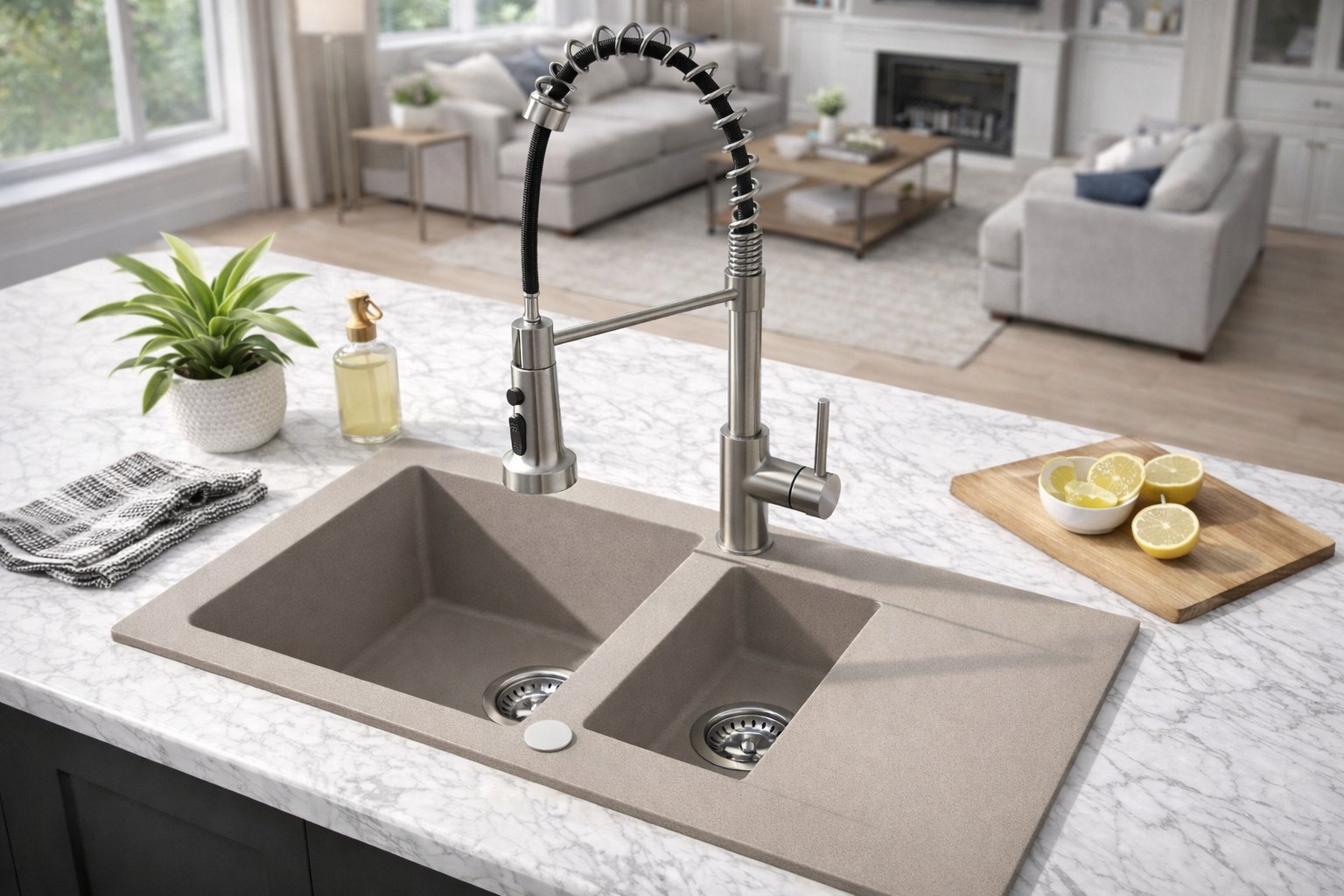 Ruvetti Signum zlewozmywak granitowy 79x49,5 cm beżowy 3001S_BE1560_W