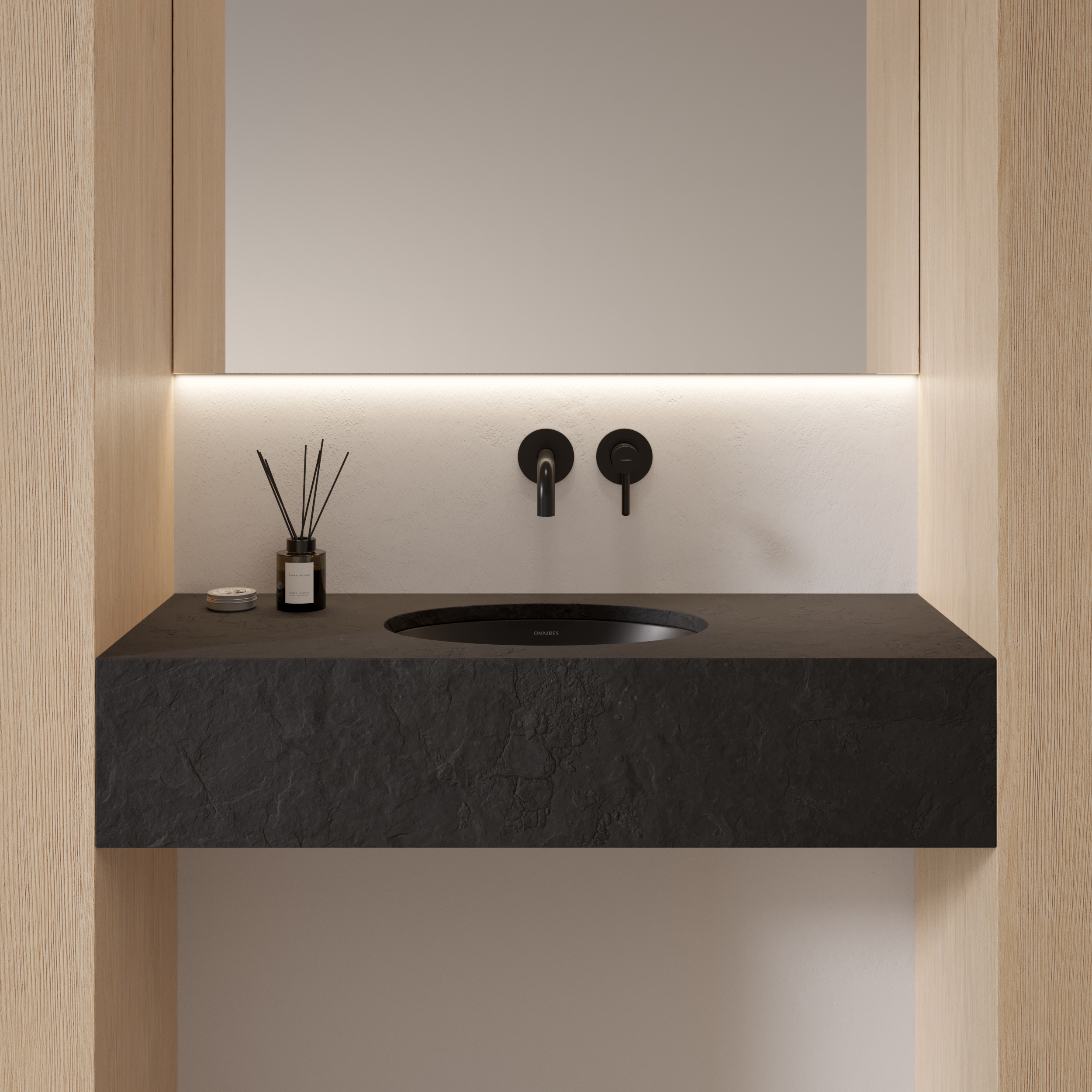 Omnires Shell M+ umywalka podblatowa black lava mat SHELL380UPBLV