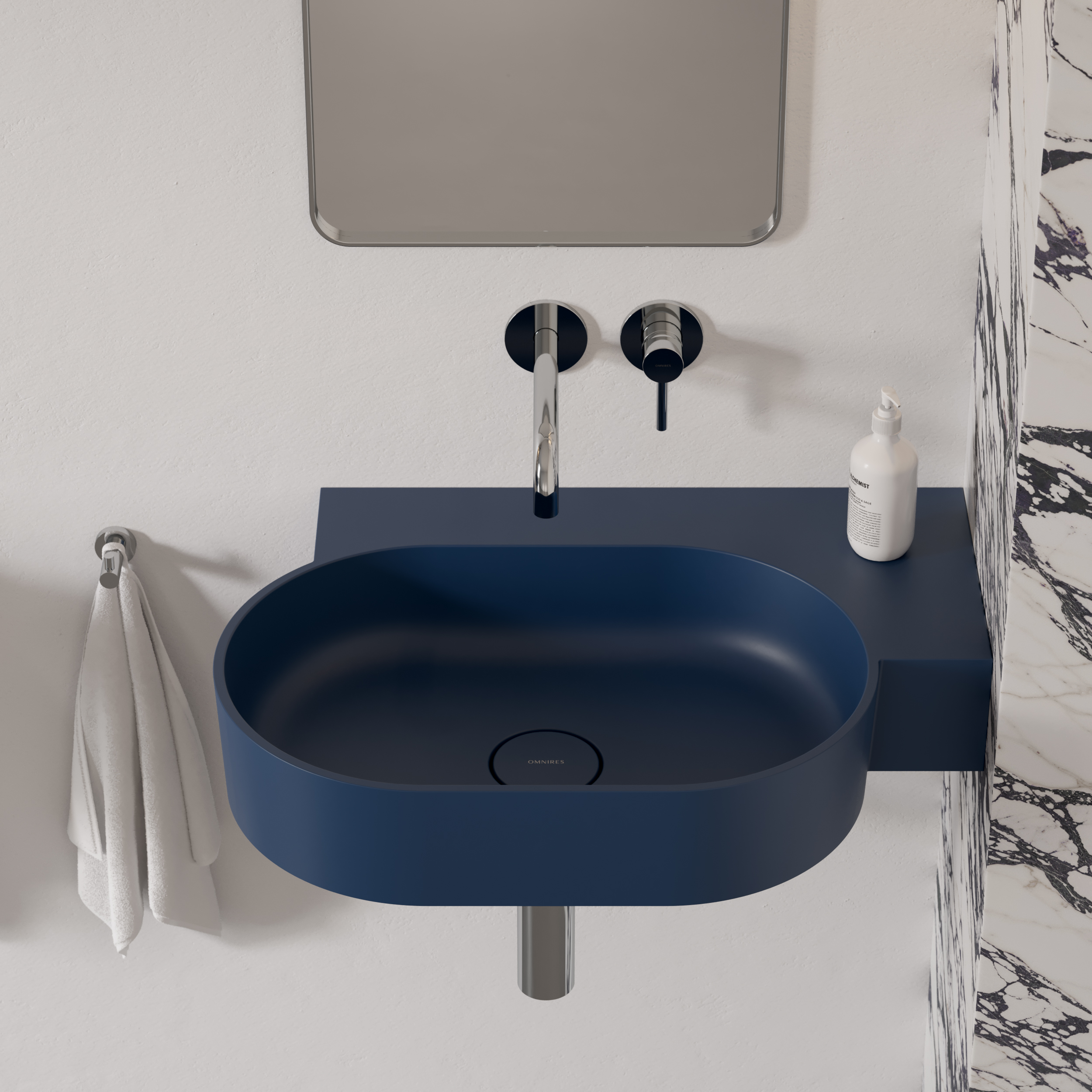 Omnires Ovo M+ umywalka 64x44 cm narożna ścienna-nablatowa midnight blue matOVO645UWPMB