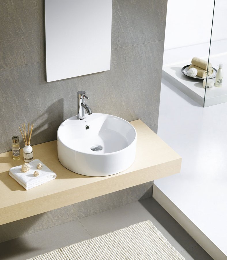 Sapho Yakarta umywalka 46 cm nablatowa okrągła biała BH7021