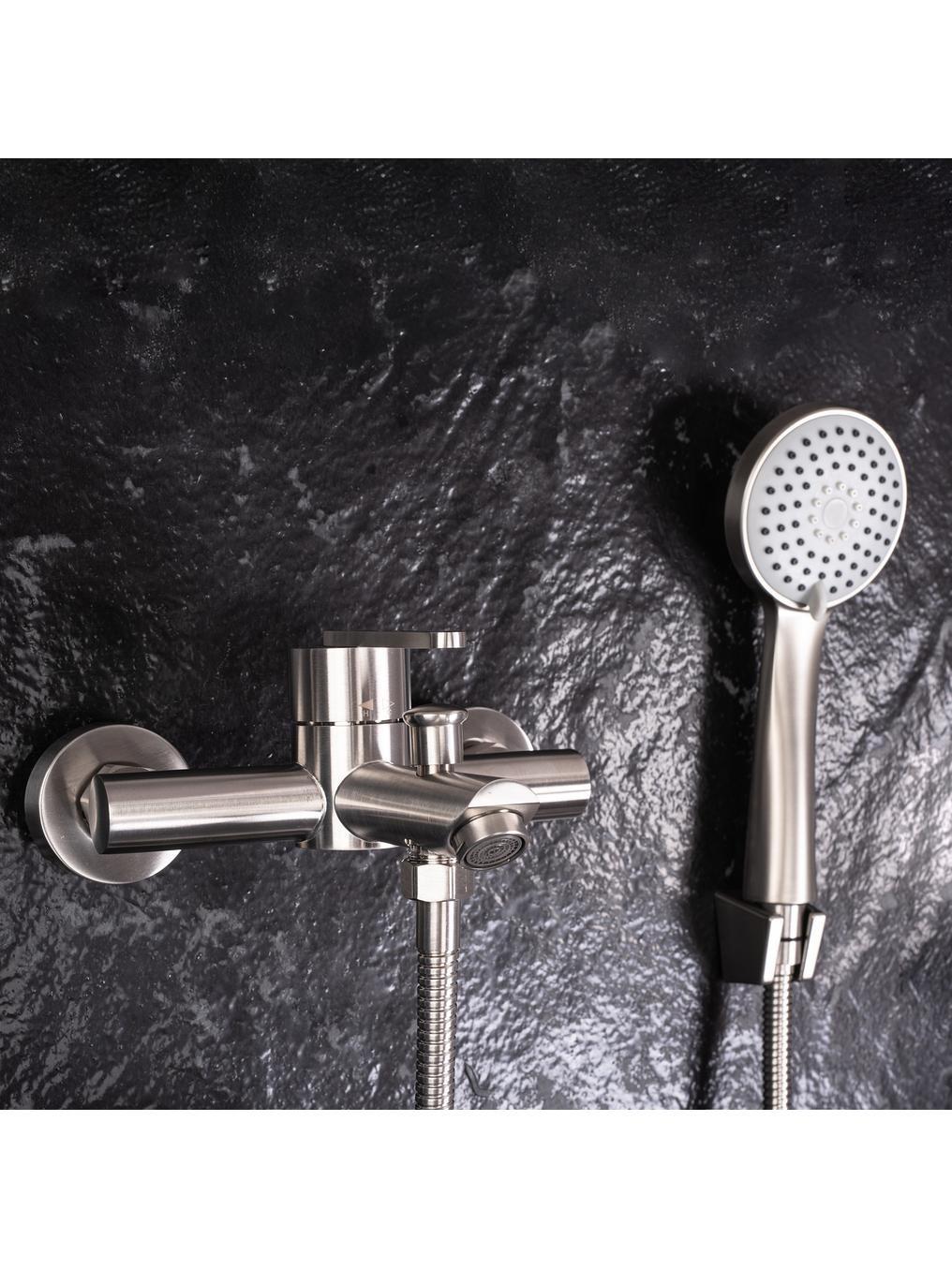 Rea Ontario bateria wannowo-prysznicowa ścienna nikiel szczotkowany REA-B5514