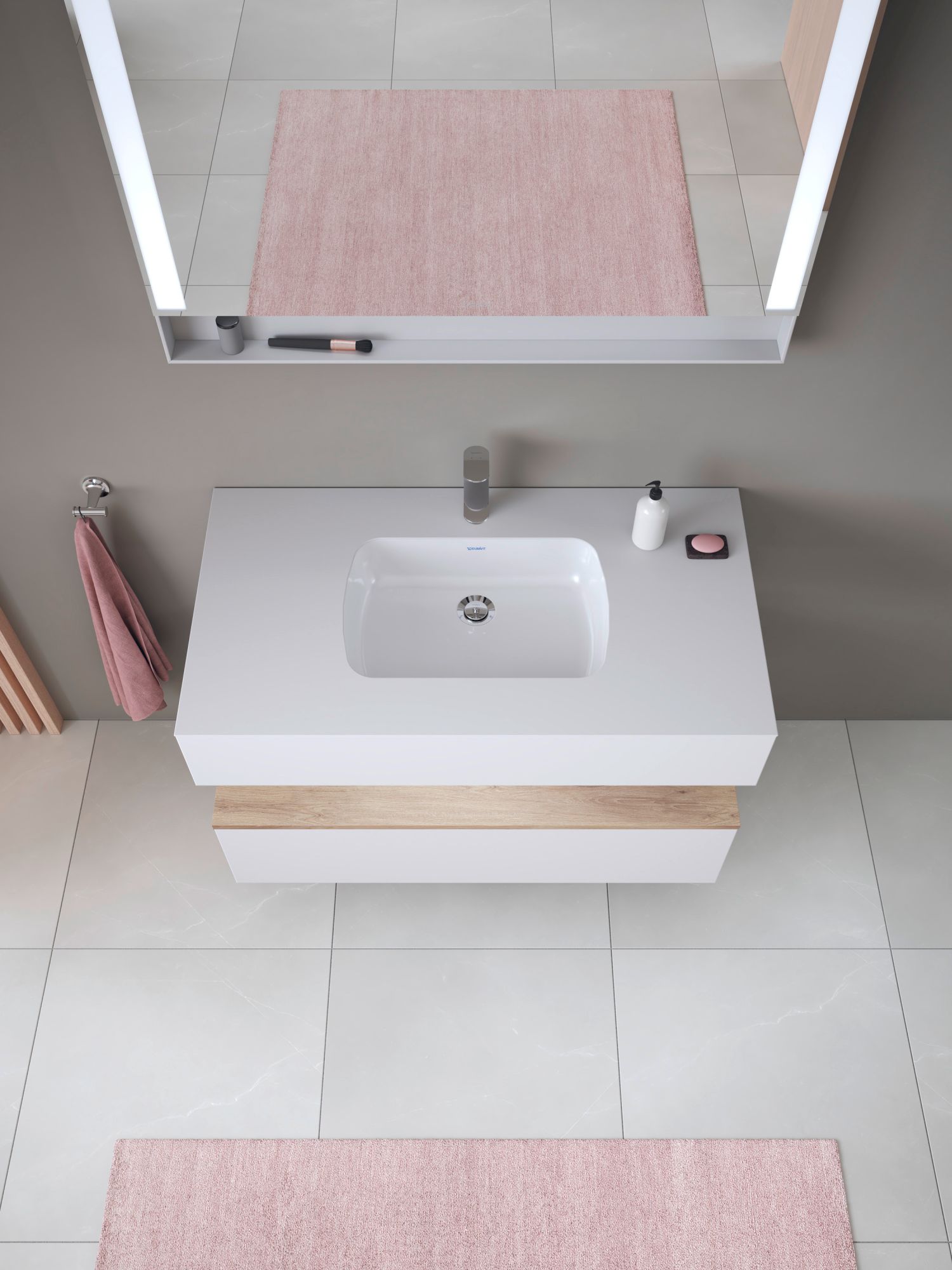 Duravit Qatego umywalka z szafką 100 cm zestaw meblowy biały mat/dąb QA4786055180010