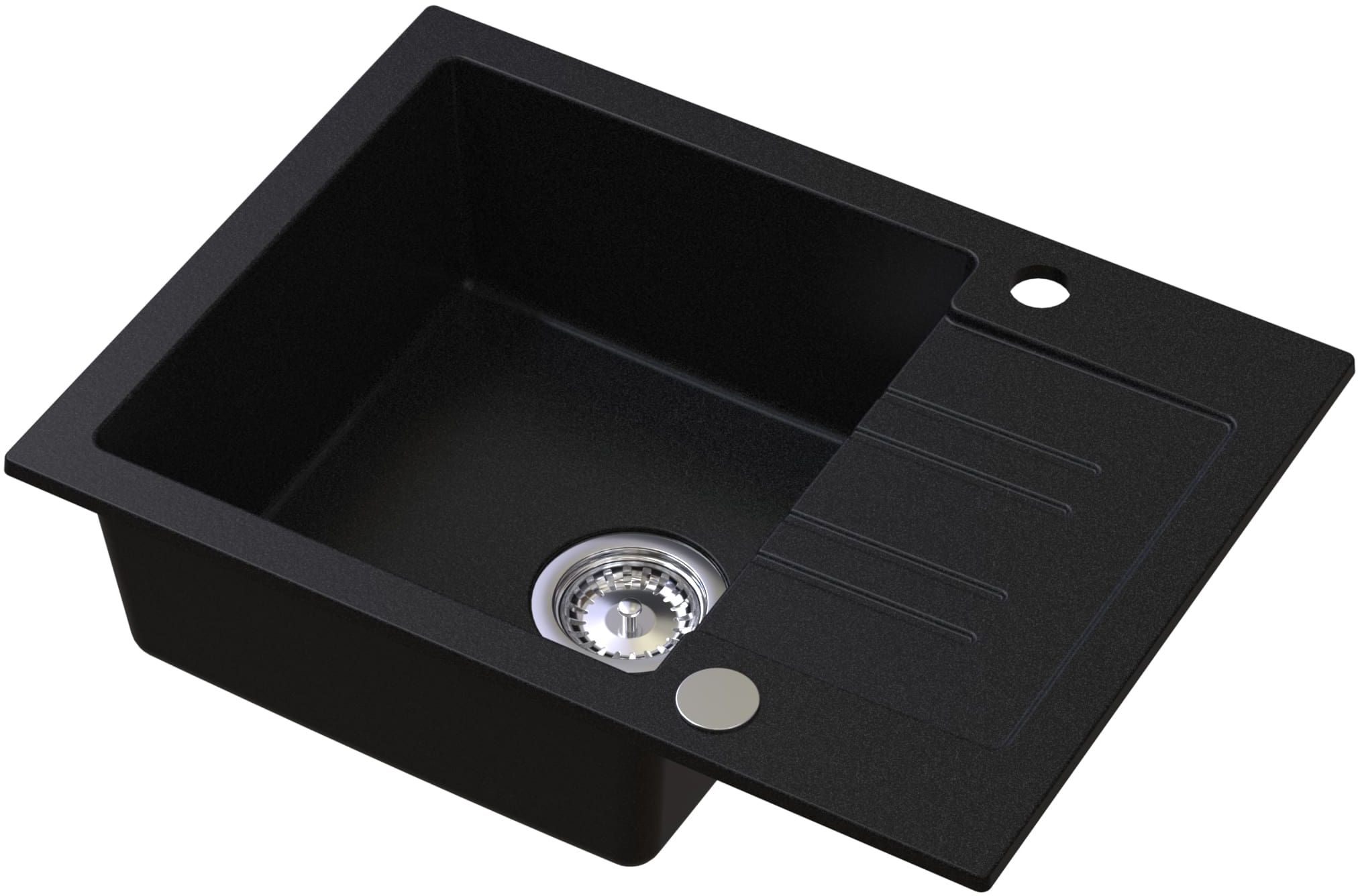 Ruvetti Pino zlewozmywak granitowy 60x44 cm czarny 3001PI_BC120_W - Wysyłka w 24h
