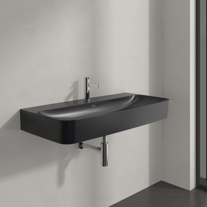 Villeroy & Boch Finion umywalka 100x47 cm prostokątna ścienna CeramicPlus Pure Black 4168ABR7