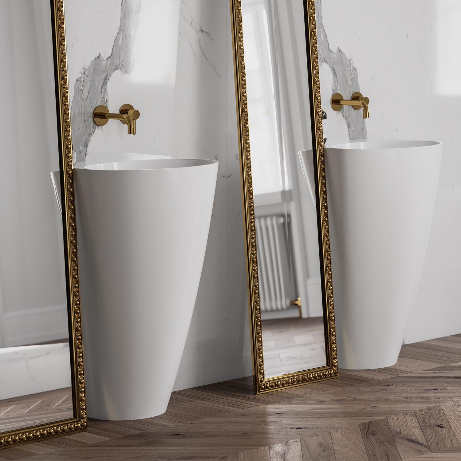 Omnires Siena M+ umywalka 55x43 cm owalna wolnostojąca biała SIENAUWBOBP - Wysyłka w 24h