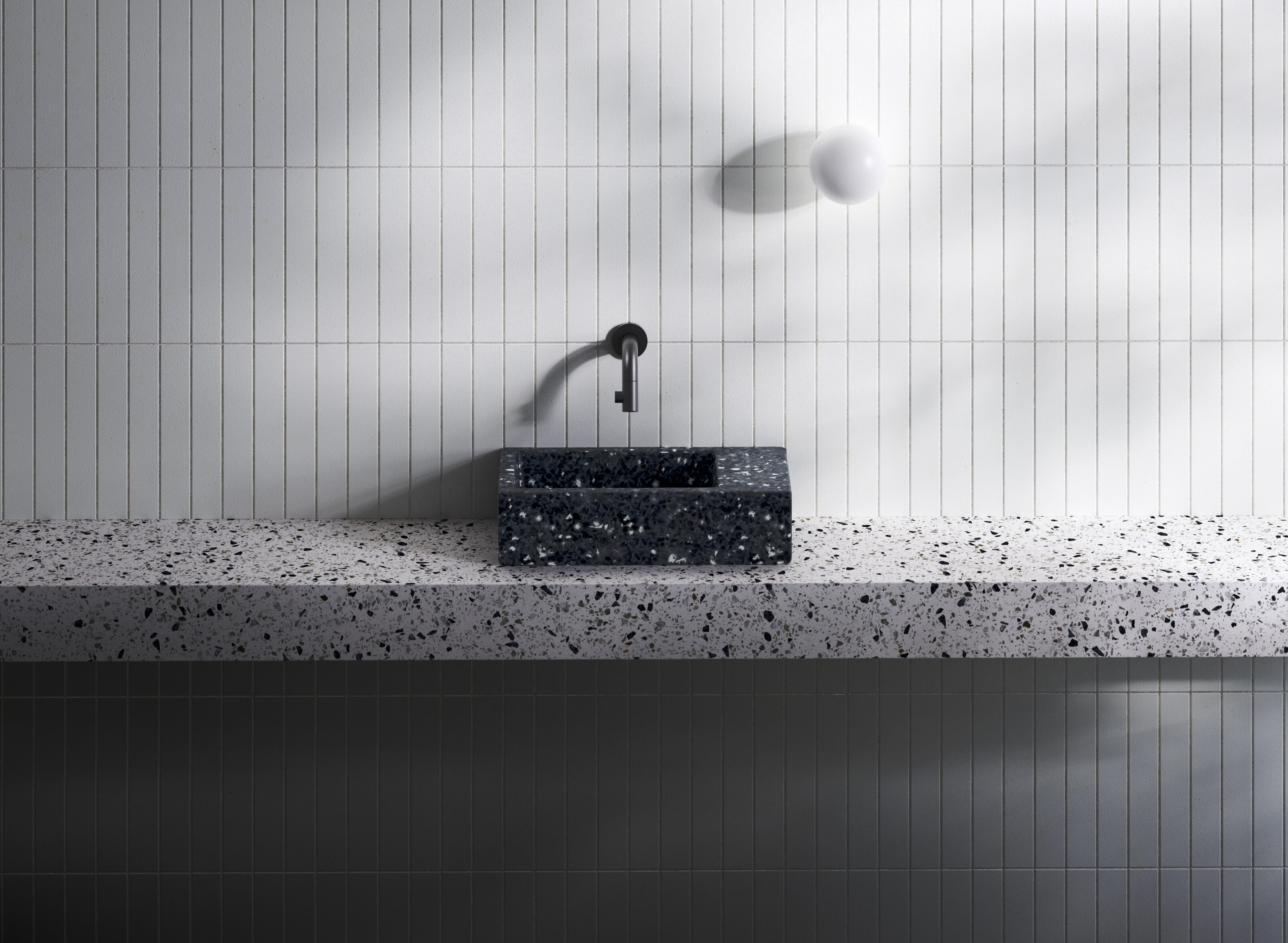 Clou Flush umywalka 36x18 cm prostokątna ścienna-nablatowa czarna CL/03.80031