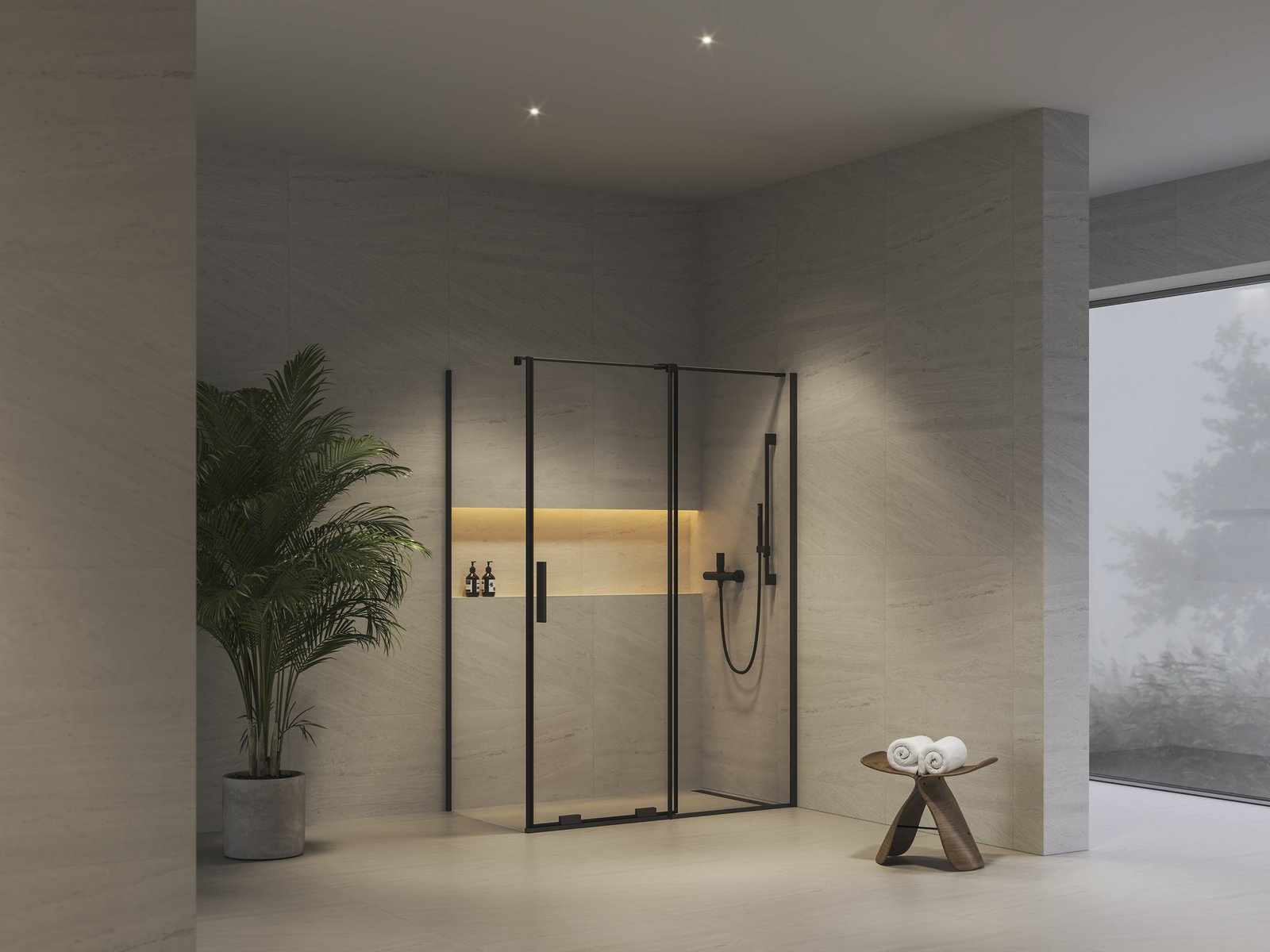 Ravak Roll ROPS ścianka prysznicowa 80 cm czarny mat/szkło przezroczyste X90V40300Z1