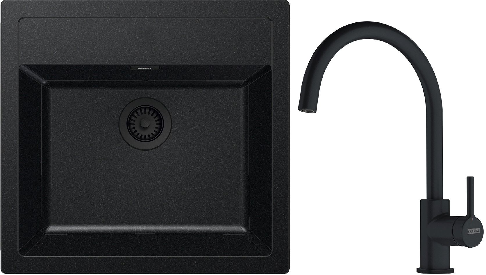 Zestaw Franke Sirius SID 610-49 zlewozmywak Tectonite 56x53 cm z baterią Franke Lina XL czarny mat (1430702425, 1150626019) - Wysyłka w 24h