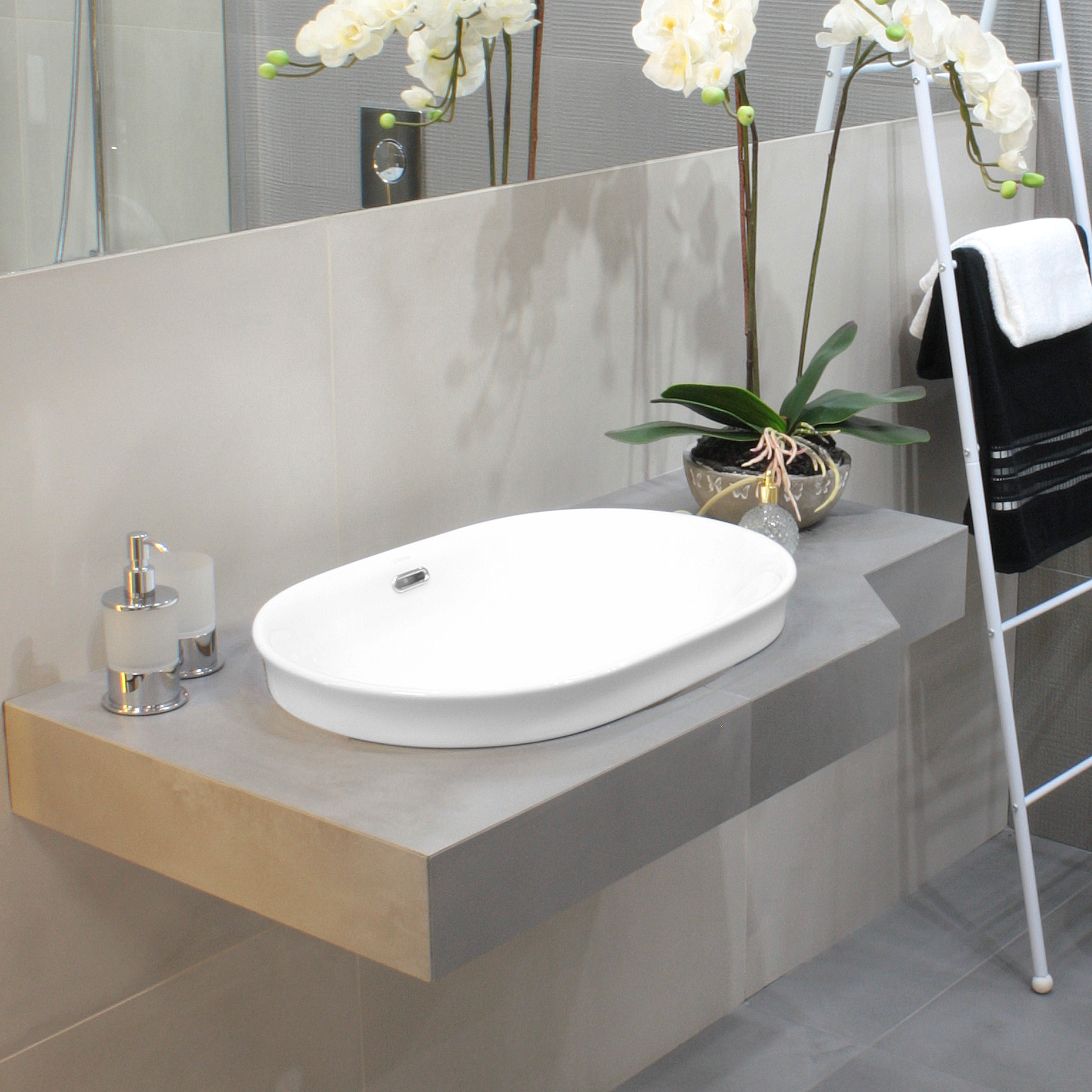 LaVita Puebla umywalka 60x39 cm wpuszczana w blat biały połysk