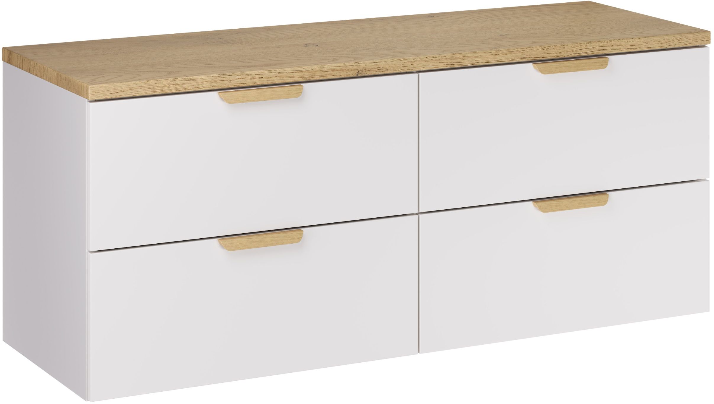 Zestaw Comad Aster White dwie szafki 60 cm wiszące z blatem meblowym 120 cm biały/dąb SET-ASW B CREMONA 120CM