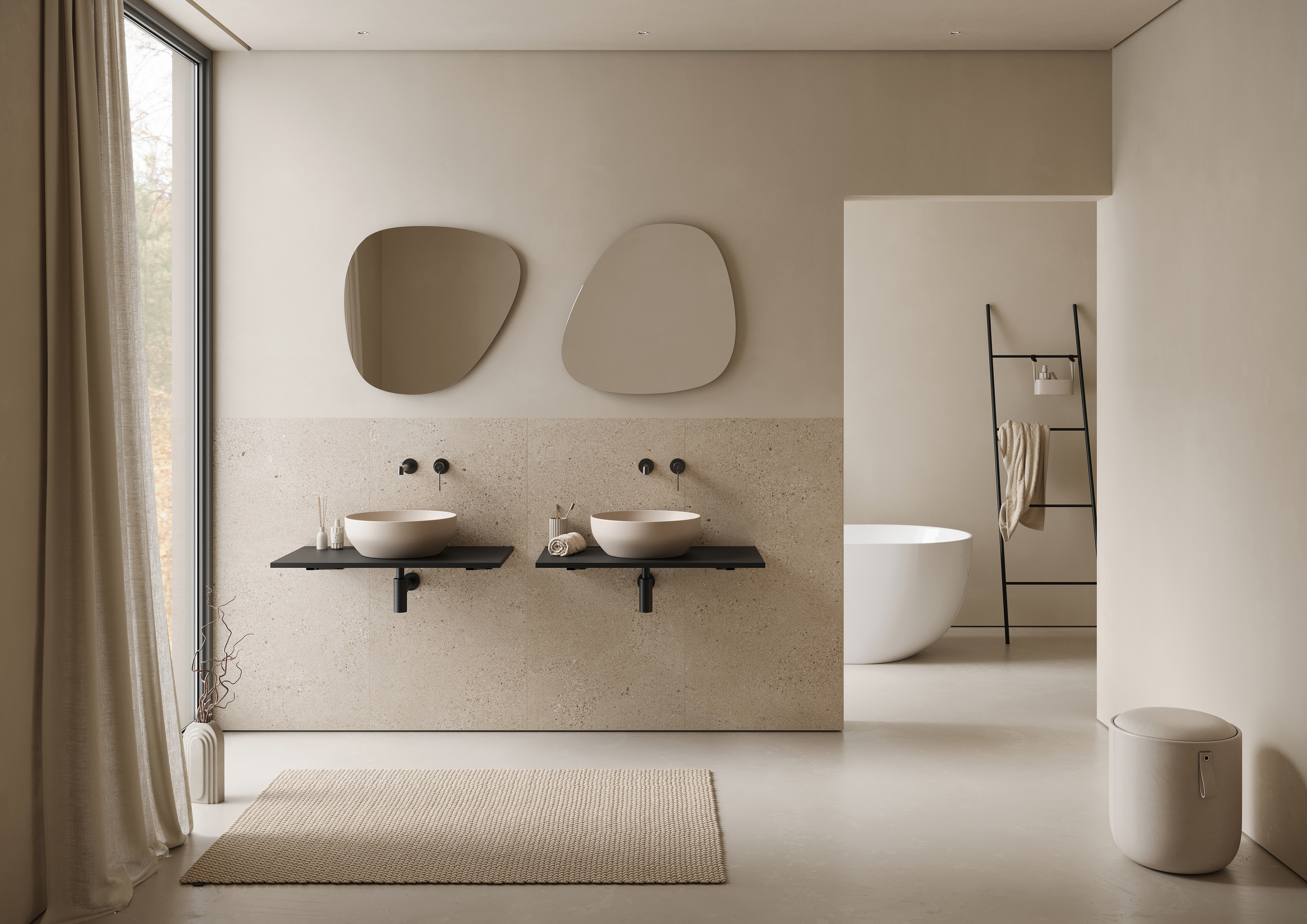 Meissen Keramik Farva umywalka 50x38,5 cm owalna nablatowa cappuccino K712-021