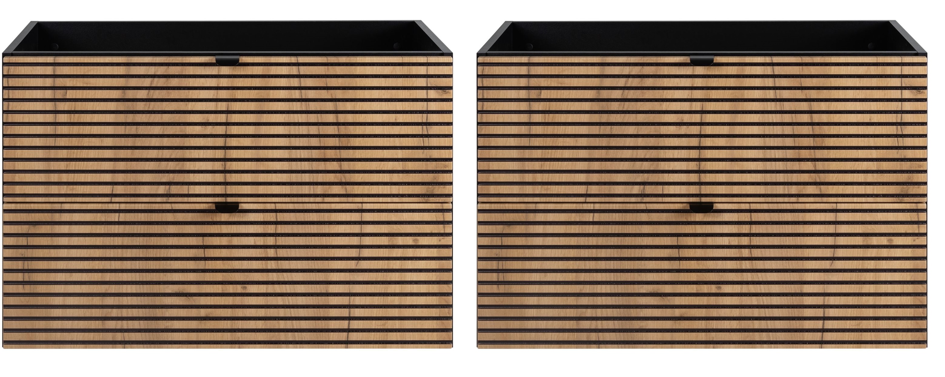 Zestaw Rodan Loft dwie szafki 80 cm podumywalkowe wiszące czarny/dąb (5906154450942)