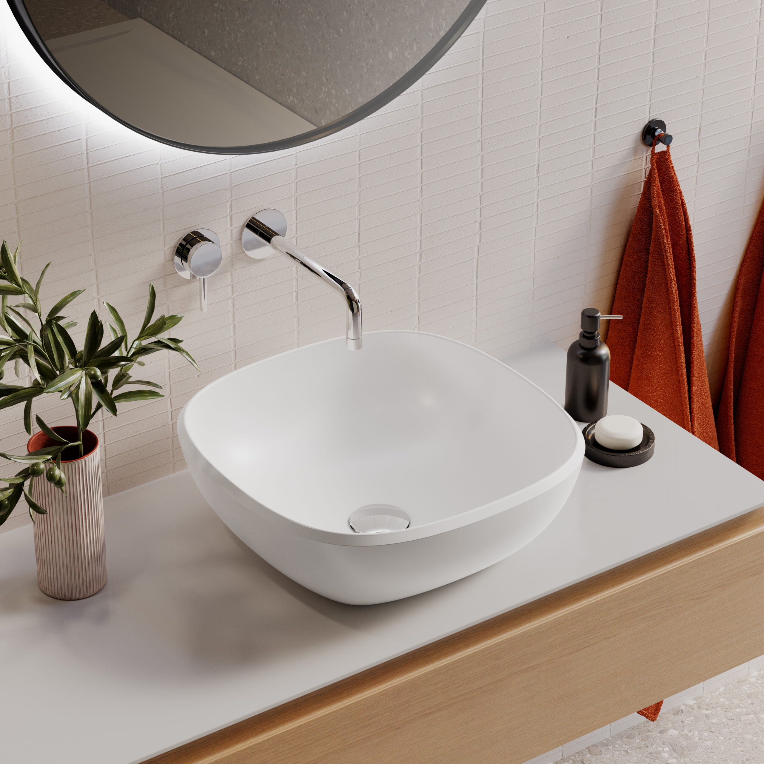 Lavaberg Freya umywalka 42x42 cm kwadratowa nablatowa biały mat 663132040033 - Wysyłka w 24h