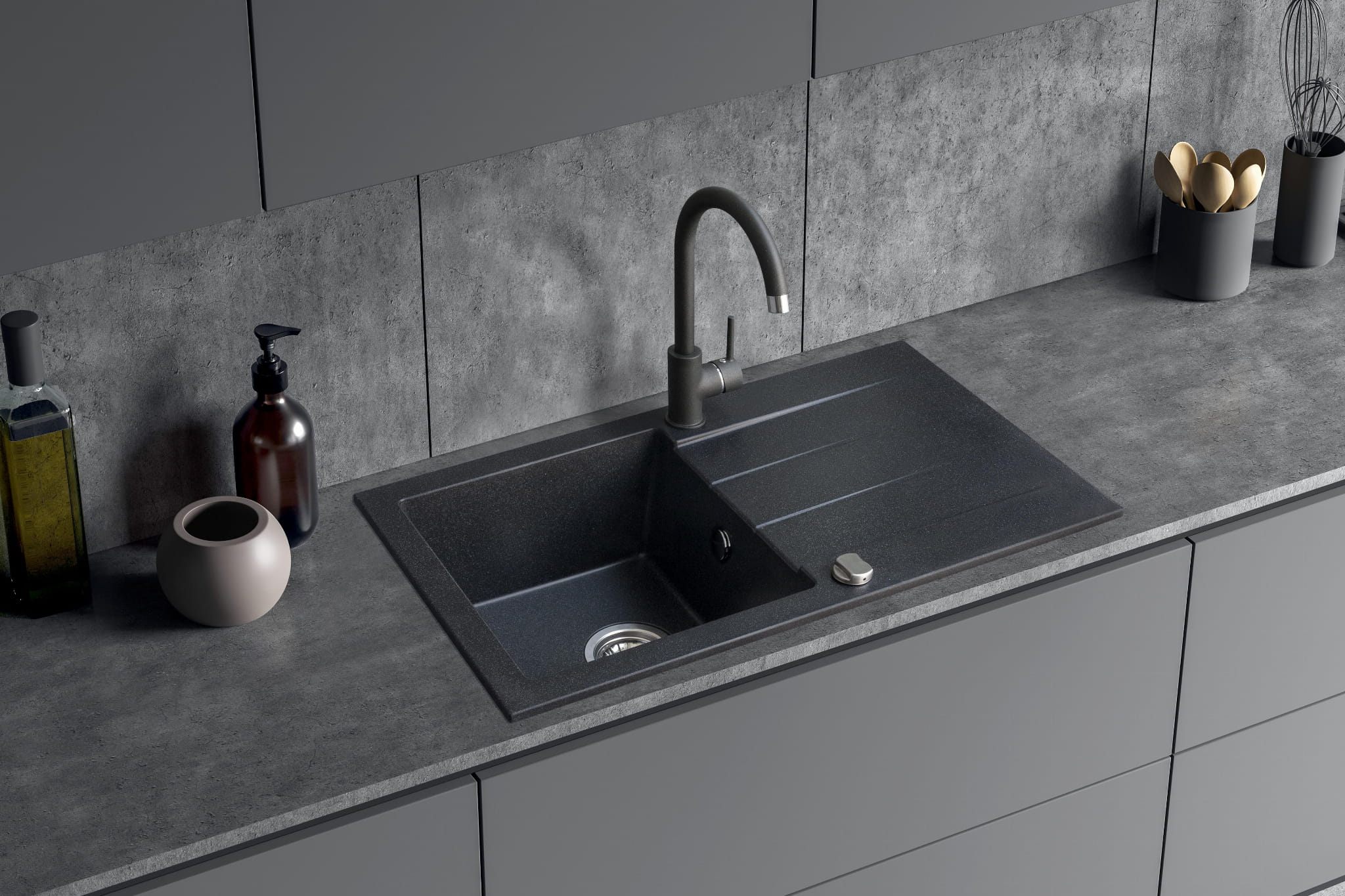 iceBerg Focus zlewozmywak granitowy 76x44 cm onyx ZFS1411