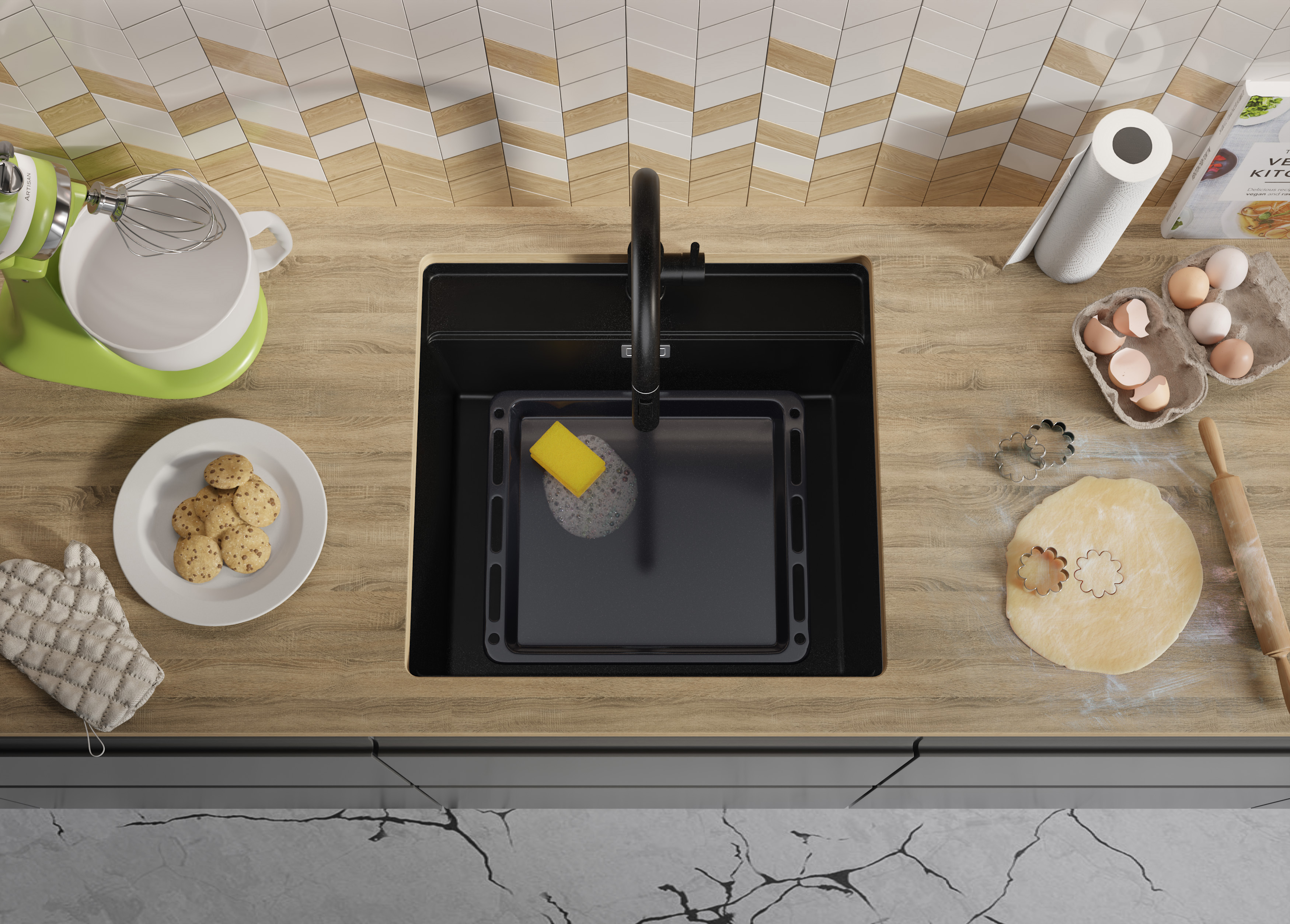 Primagran Bergen Max 60 Low Cut zlewozmywak granitowy 56x53 cm czarny O_OB6KC-001 - Wysyłka w 24h