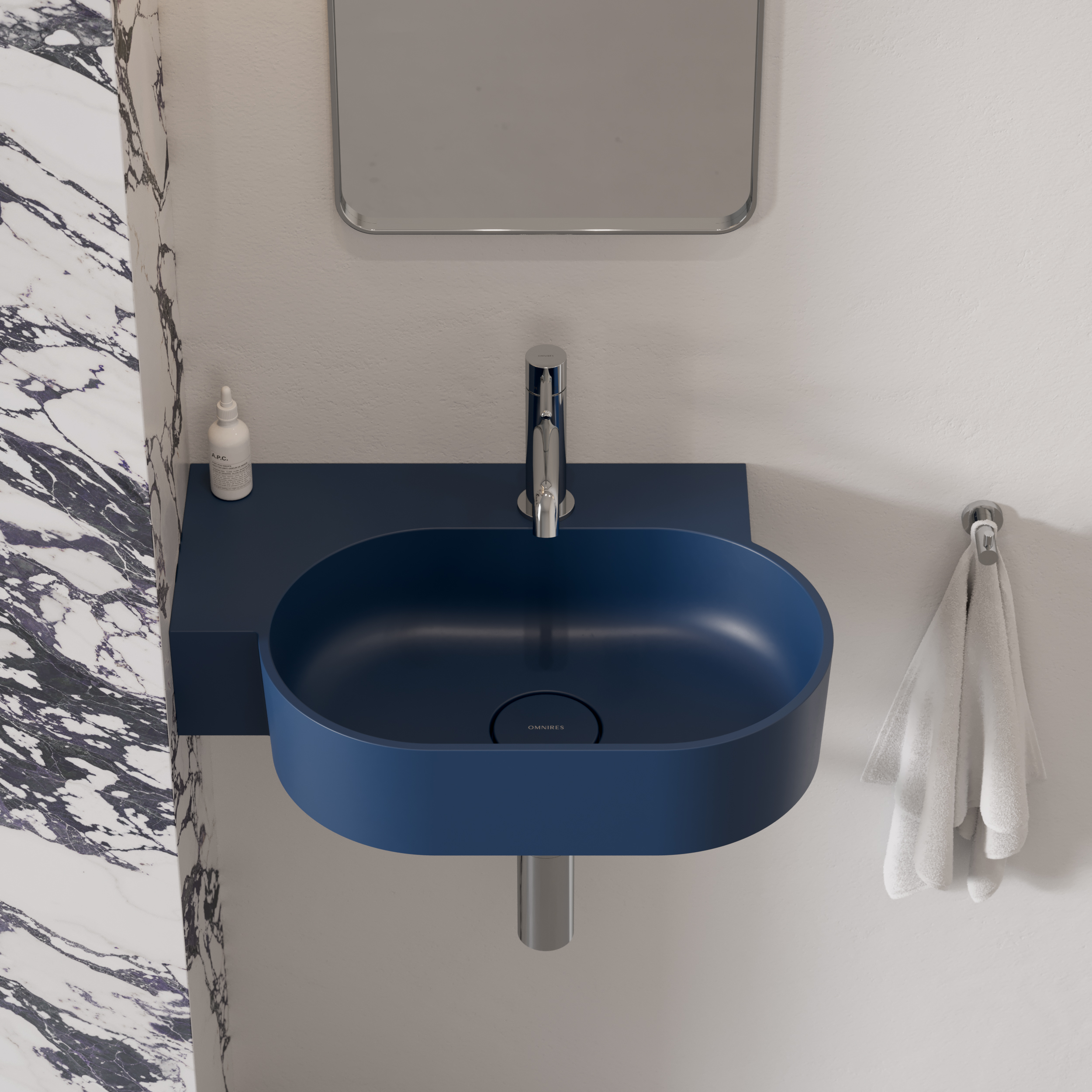 Omnires Ovo M+ umywalka 55x38 cm owalna nablatowa midnight blue mat OVO555UWLMB